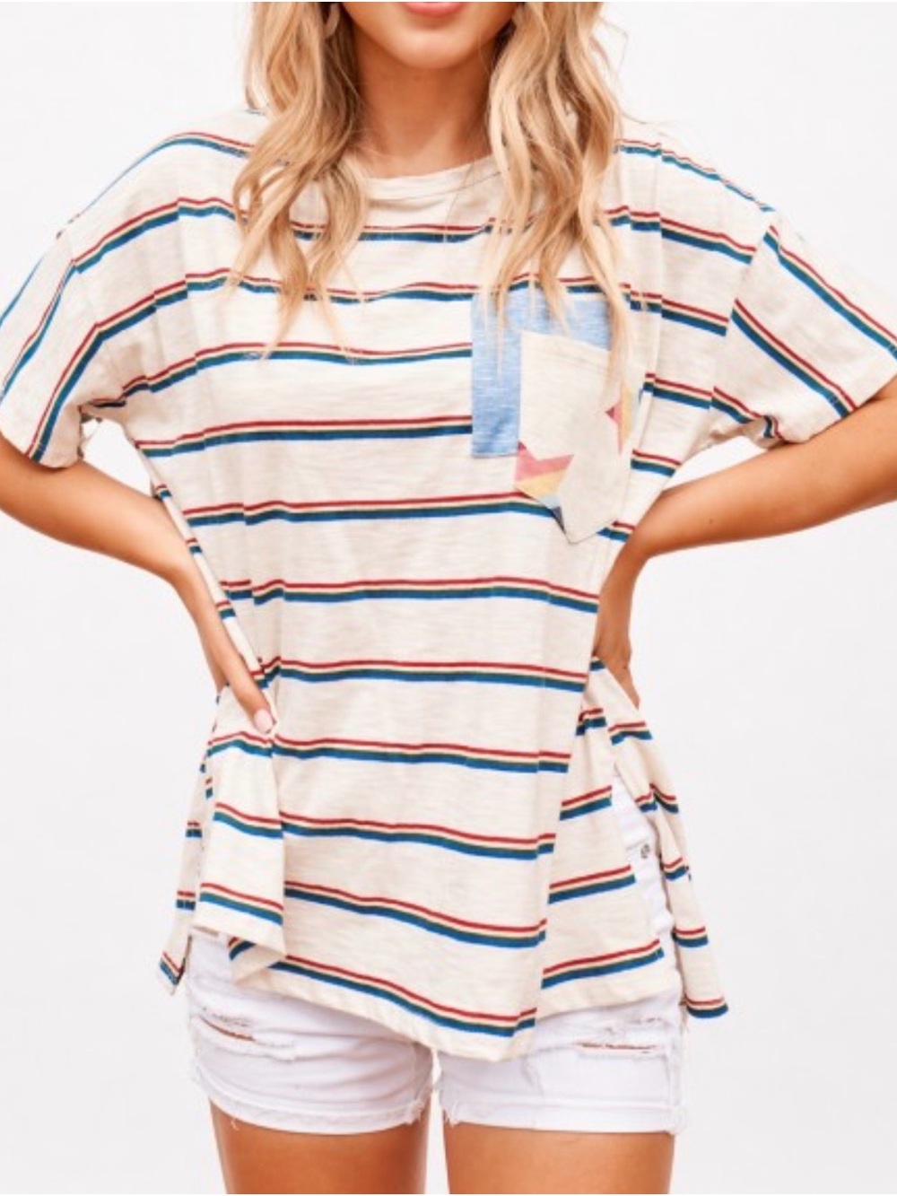 Multi-Color Stripe Oversized Top